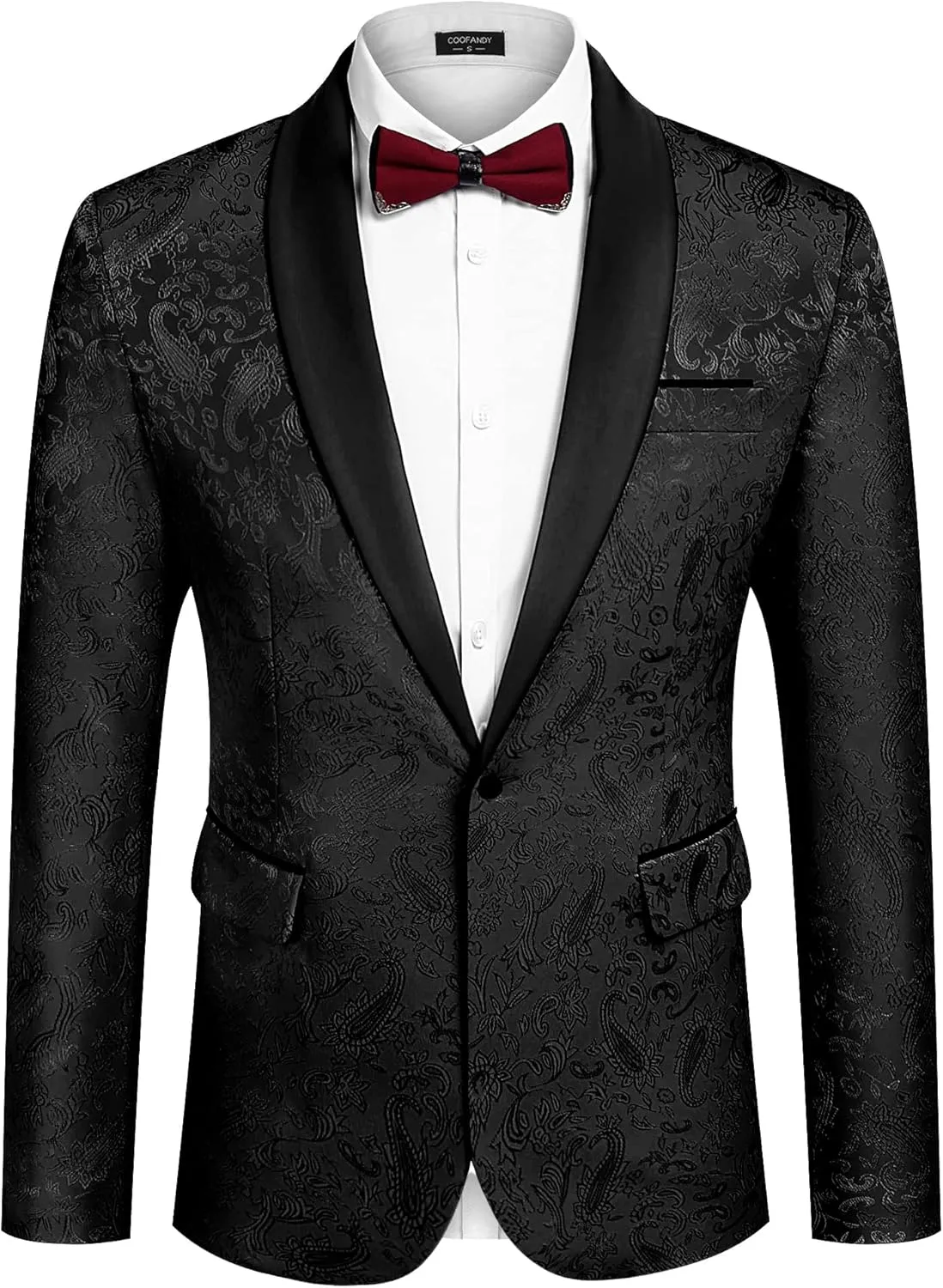COOFANDY Men's Floral Tuxedo Jacket Paisley Shawl Lapel Stylish Suit Blazer Jacket for Wedding, Dinner, Party, Prom
