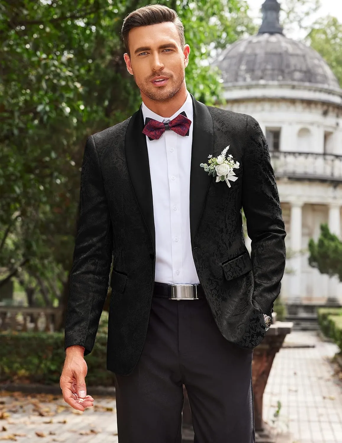 COOFANDY Men's Floral Tuxedo Jacket Paisley Shawl Lapel Stylish Suit Blazer Jacket for Wedding, Dinner, Party, Prom