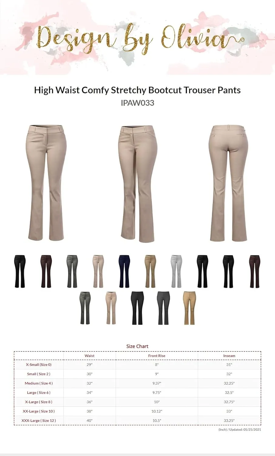 Design by Olivia Women's High Waist Comfy Stretchy Bootcut Trouser Pants
