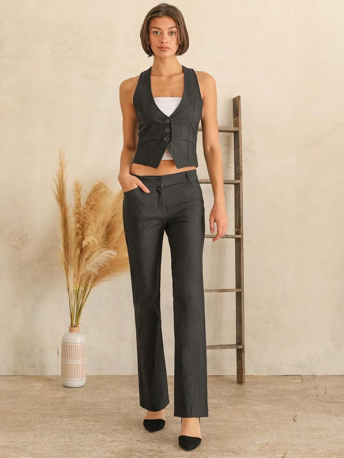 Design by Olivia Women's High Waist Comfy Stretchy Bootcut Trouser Pants