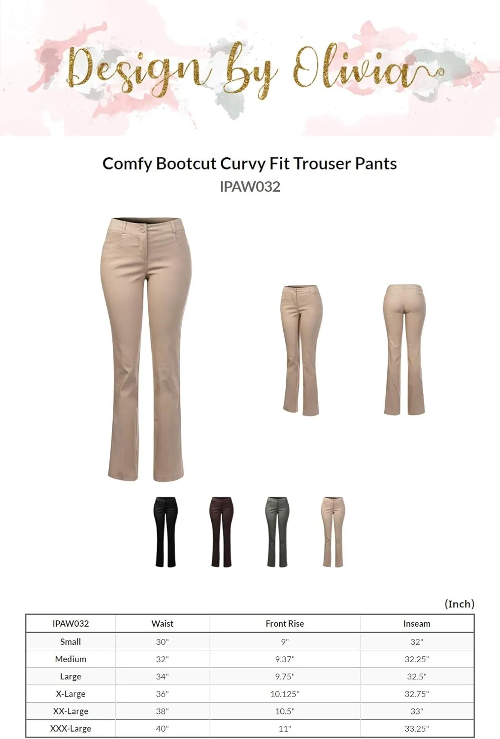 Design by Olivia Women's High Waist Comfy Stretchy Bootcut Trouser Pants