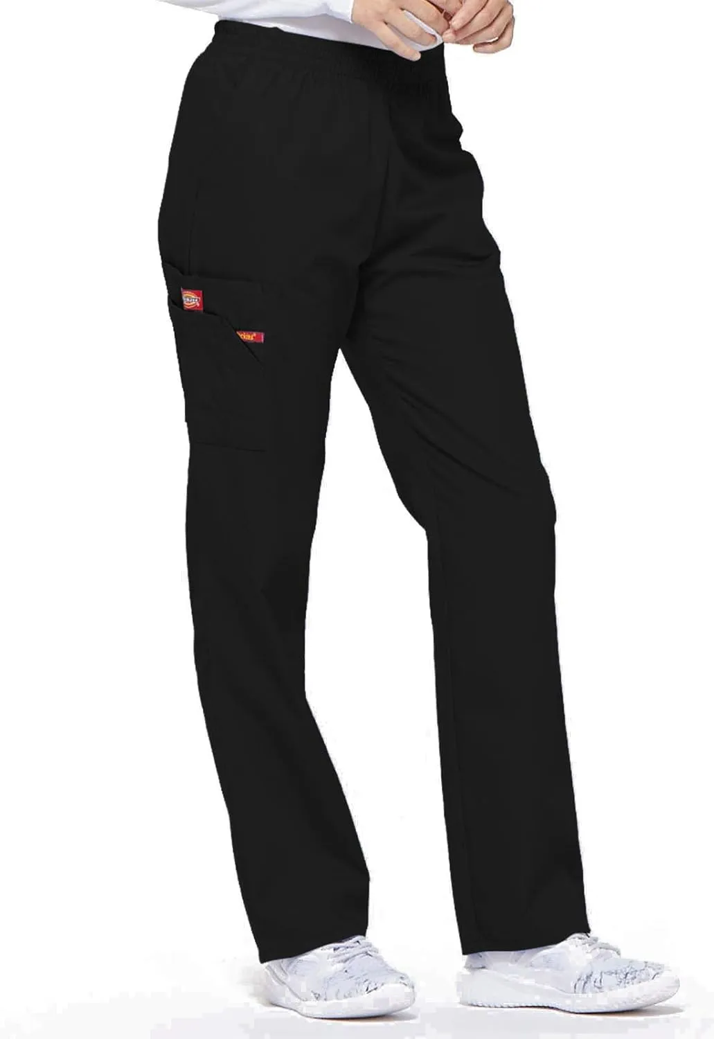 Dickies EDS Signature Scrubs for Women, Elastic Waist Pull-On Cargo Pants for Women in Soft Brushed Poplin 86106