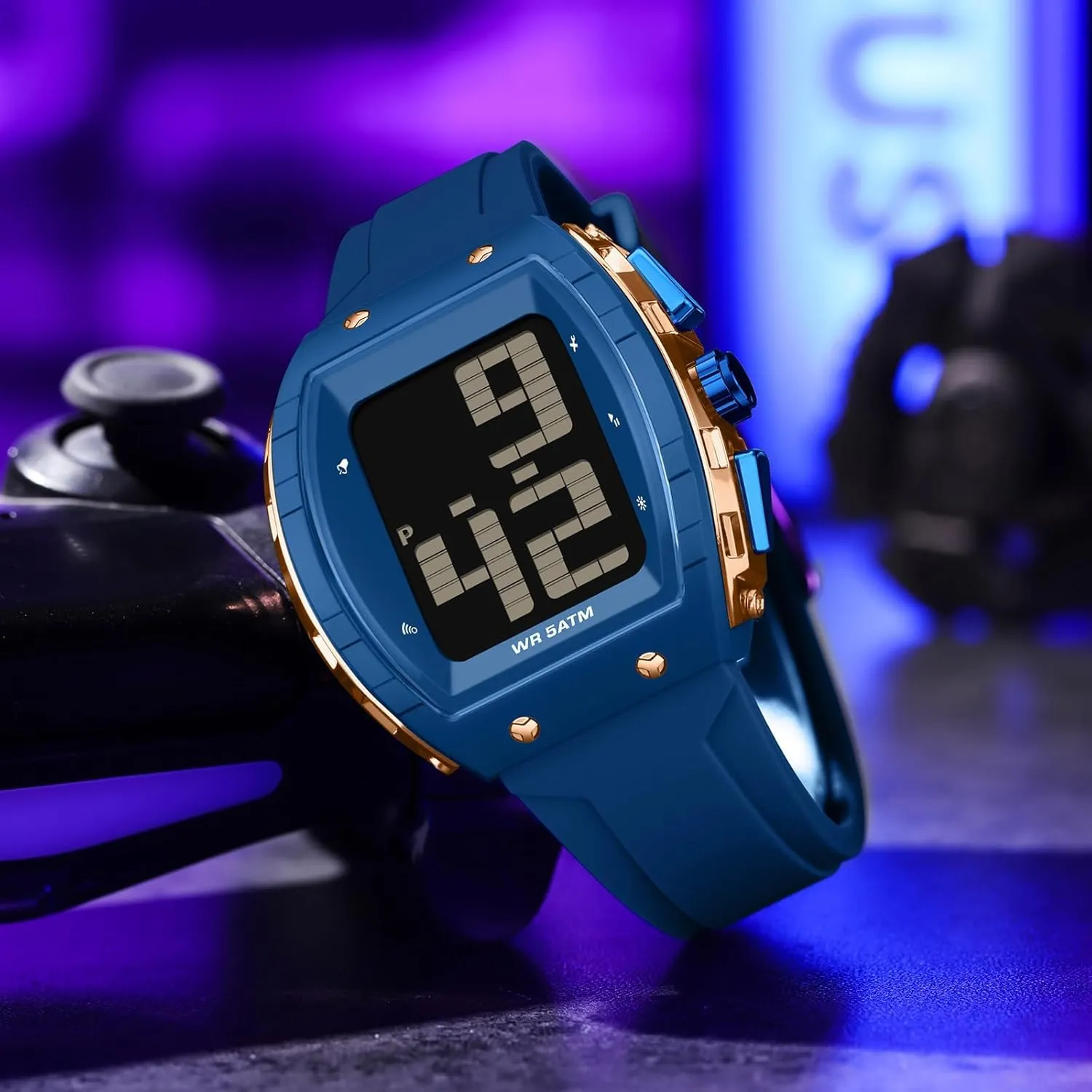 Digital Watches for Elderly Men, Large Face Voice Talking White Watch with English Speaking LED Backlight Big Number Easy to Read Timer Alarm 5ATM Waterproof