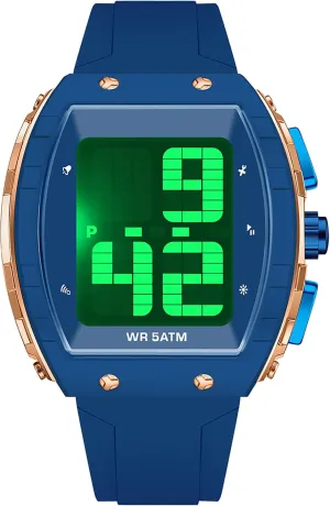 Digital Watches for Elderly Men, Large Face Voice Talking White Watch with English Speaking LED Backlight Big Number Easy to Read Timer Alarm 5ATM Waterproof