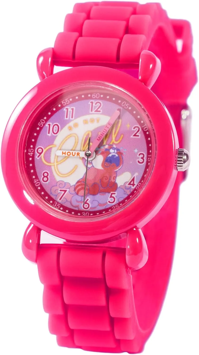 Disney Turning Red Kids' Plastic Time Teacher Analog Quartz Silicone Strap Watch