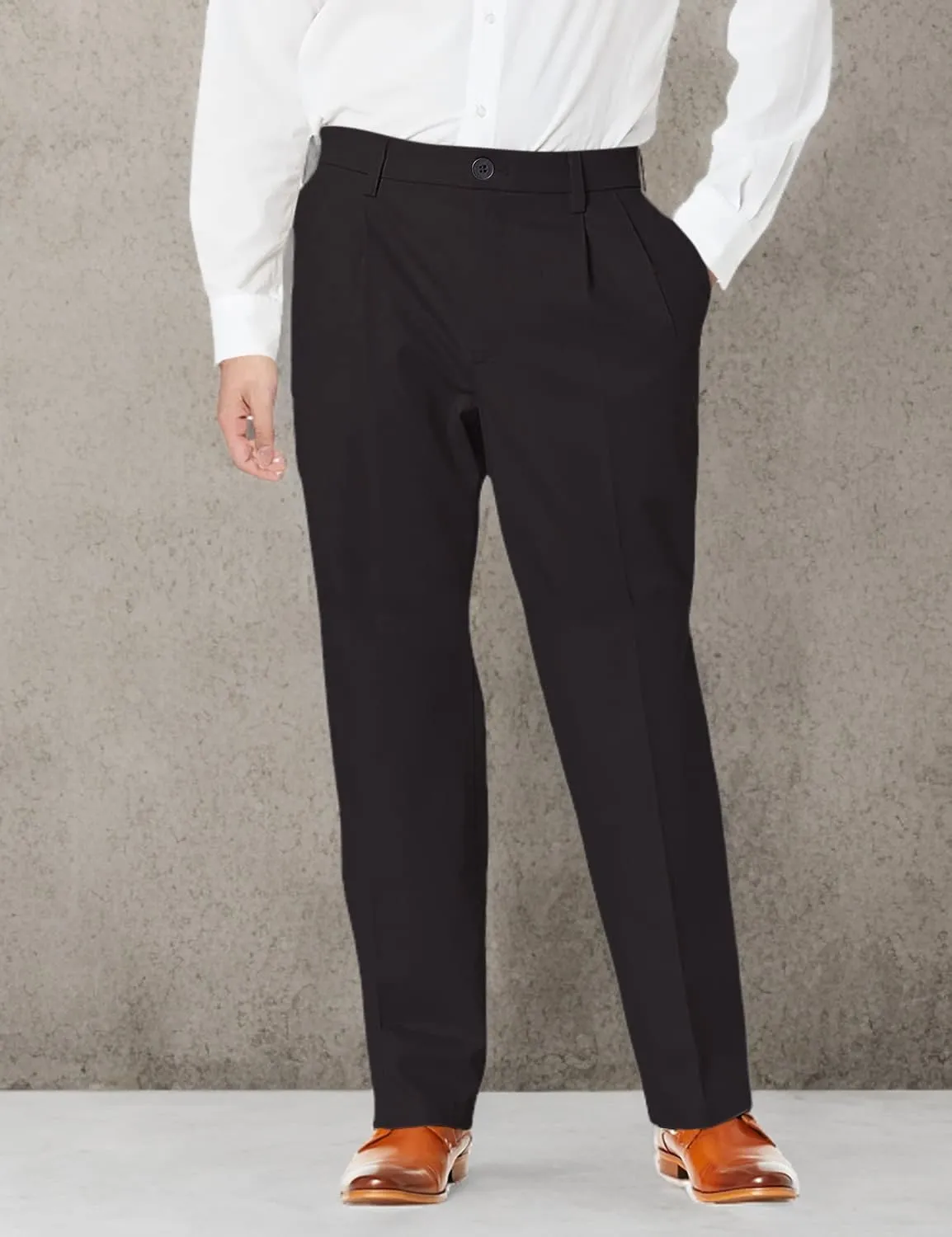 DOCKERS Men's Relaxed Fit Signature Khaki Lux Cotton Stretch Pants-Pleated