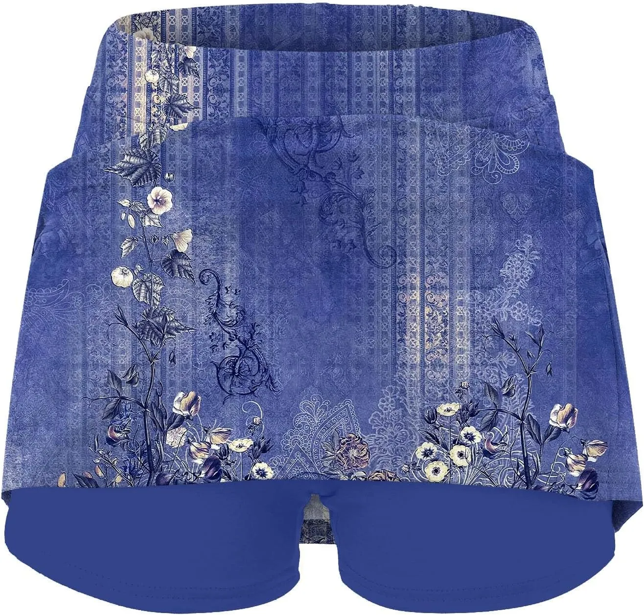Elastic Yoga Culottes for Women Solid Color Athletic Shorts Lightweight High Waist Skinny Floral Print Joggers 2024