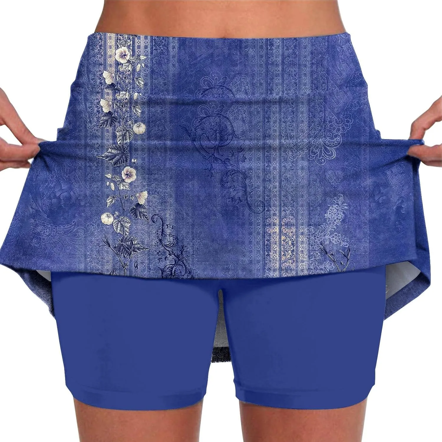 Elastic Yoga Culottes for Women Solid Color Athletic Shorts Lightweight High Waist Skinny Floral Print Joggers 2024