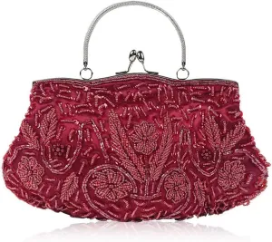 Evening Bag Beaded Sequin Design Flower Evening Purse Large Clutch Bag for Wedding Party Prom