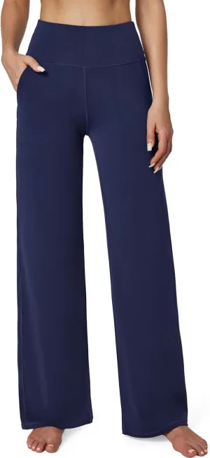Ewedoos Wide Leg Yoga Pants for Women with Pockets Stretchy Work Dress Pants High Waisted Sweatpants Casual