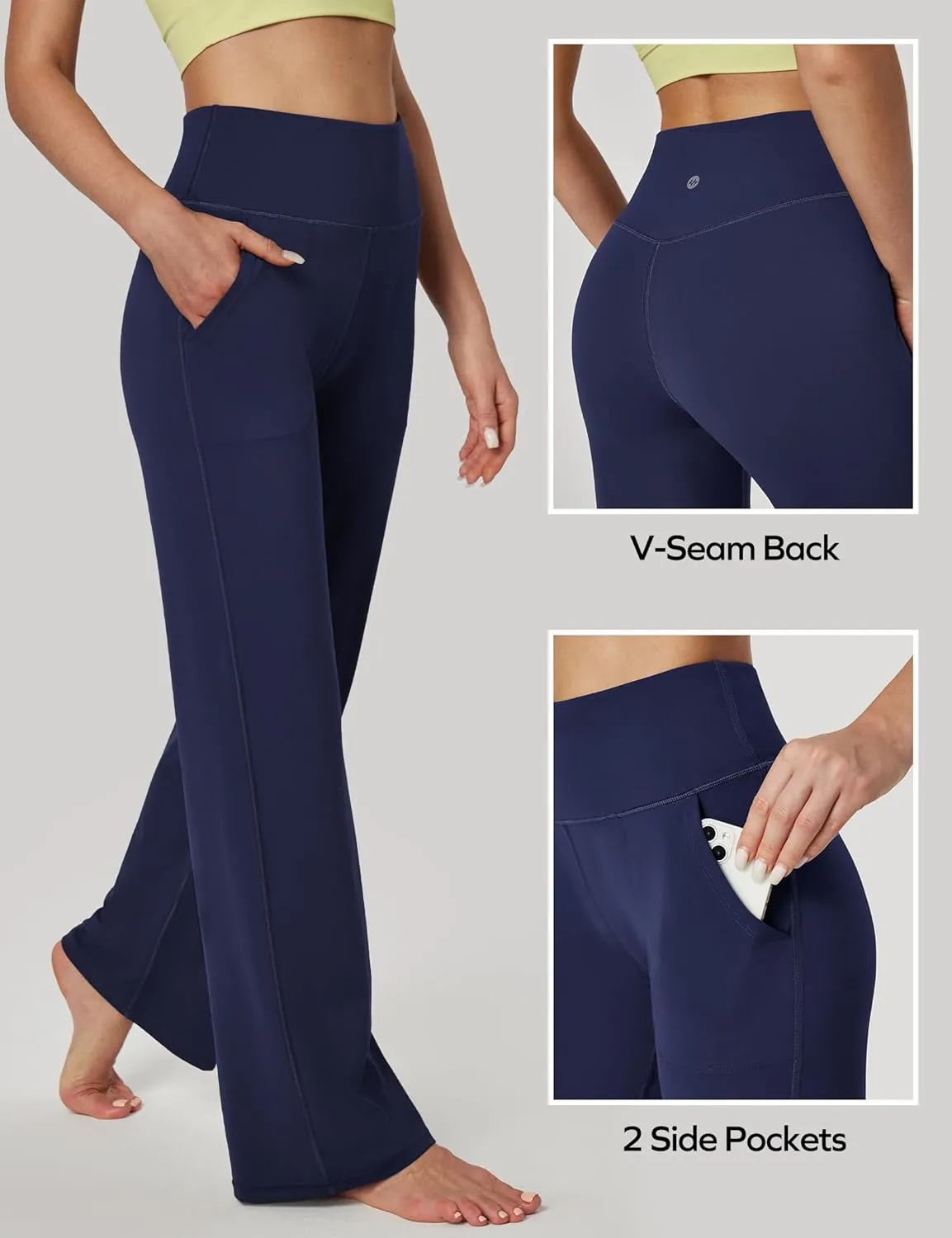Ewedoos Wide Leg Yoga Pants for Women with Pockets Stretchy Work Dress Pants High Waisted Sweatpants Casual