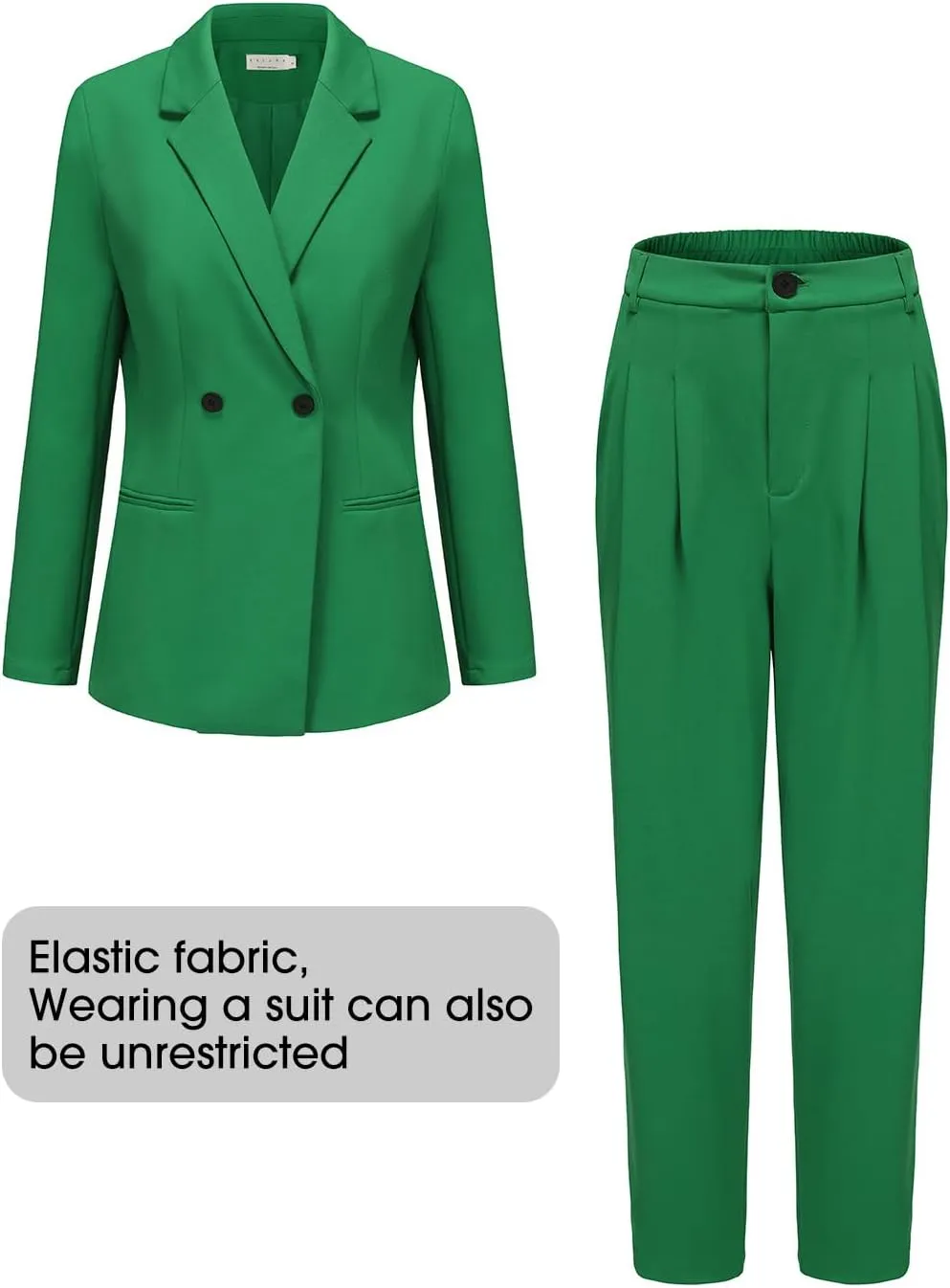 EXLURA Women's Business Blazer and High Elastic Waist Pant Suit Set Loose Fit Casual Fall Winter 2 Piece Suits for Work