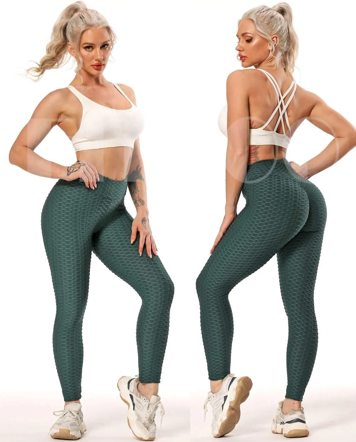 FITTOO Womens High Waisted Yoga Pants Tummy Control Scrunched Booty Leggings Workout Running Butt Lift Textured Tights