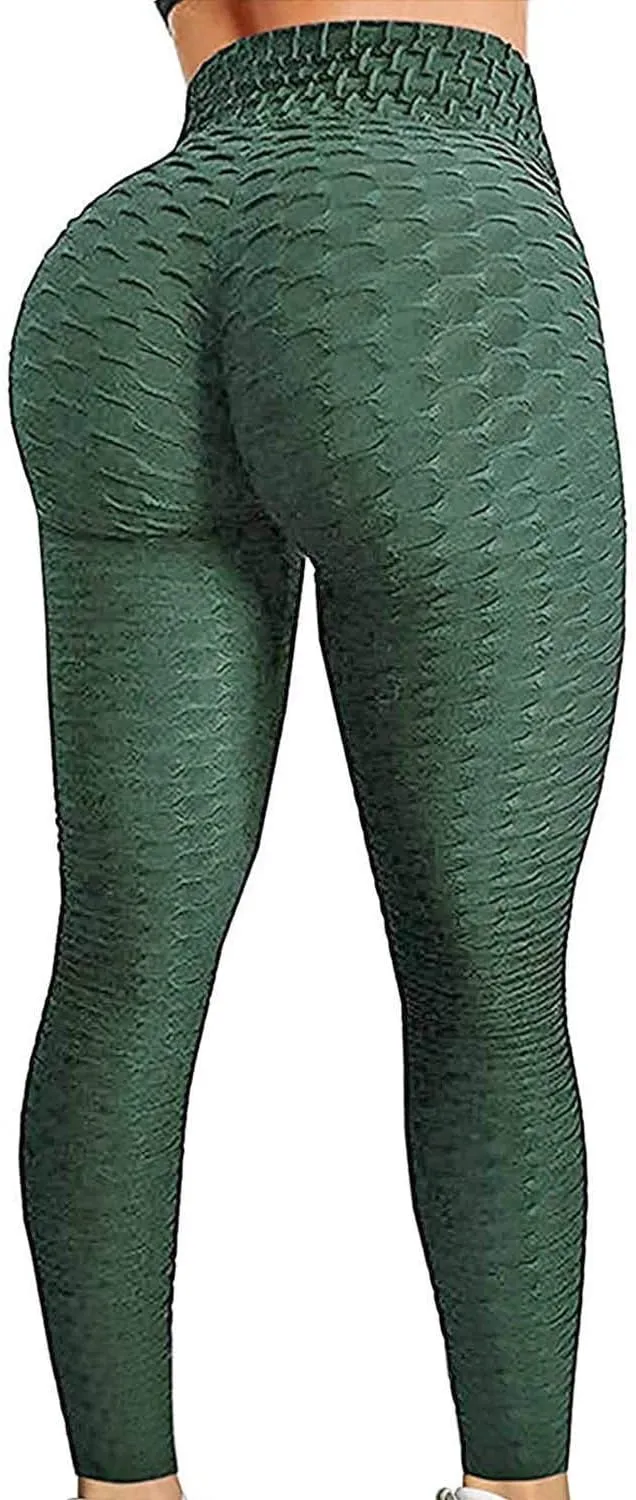 FITTOO Womens High Waisted Yoga Pants Tummy Control Scrunched Booty Leggings Workout Running Butt Lift Textured Tights