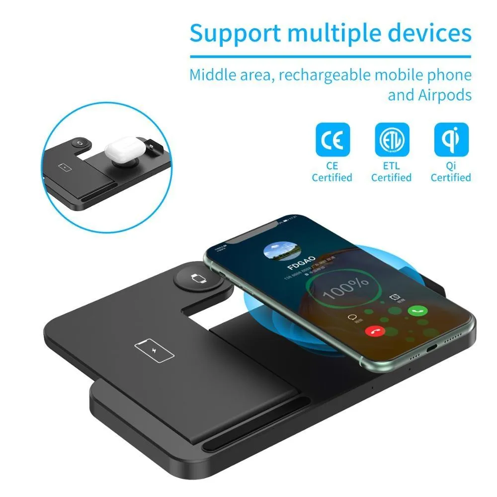 Foldable 4 In 1 Wireless Charger For Mobile Devices