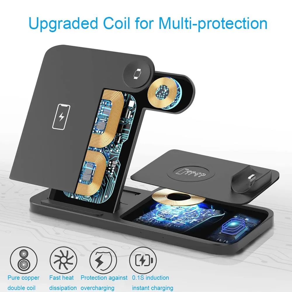 Foldable 4 In 1 Wireless Charger For Mobile Devices