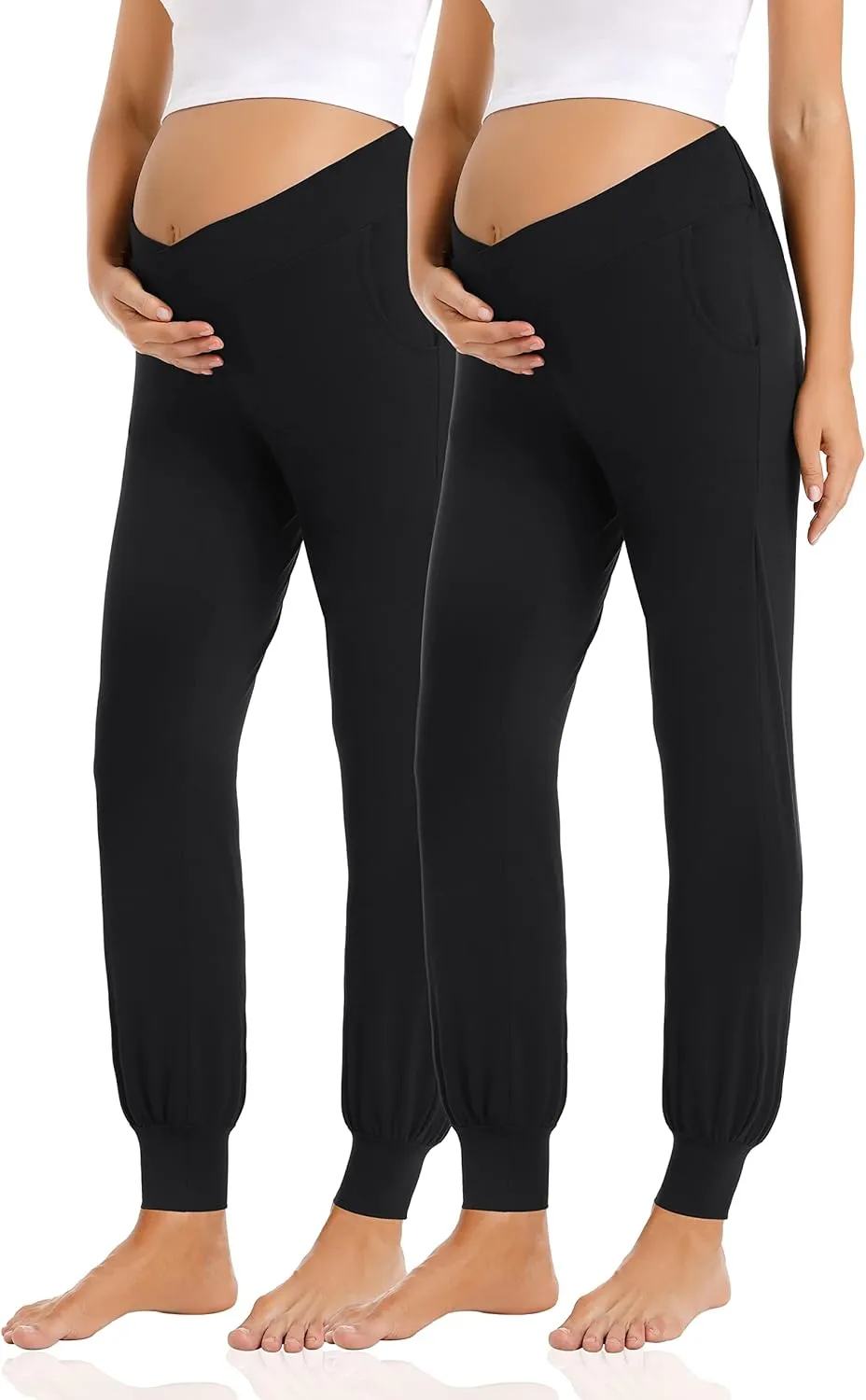 Foucome Women's Maternity Pants Comfy Lounge Workout Leggings Underbelly Stretchy Pregnancy Joggers Sweatpants
