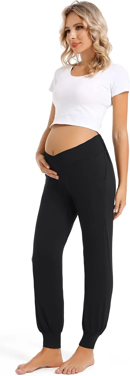 Foucome Women's Maternity Pants Comfy Lounge Workout Leggings Underbelly Stretchy Pregnancy Joggers Sweatpants