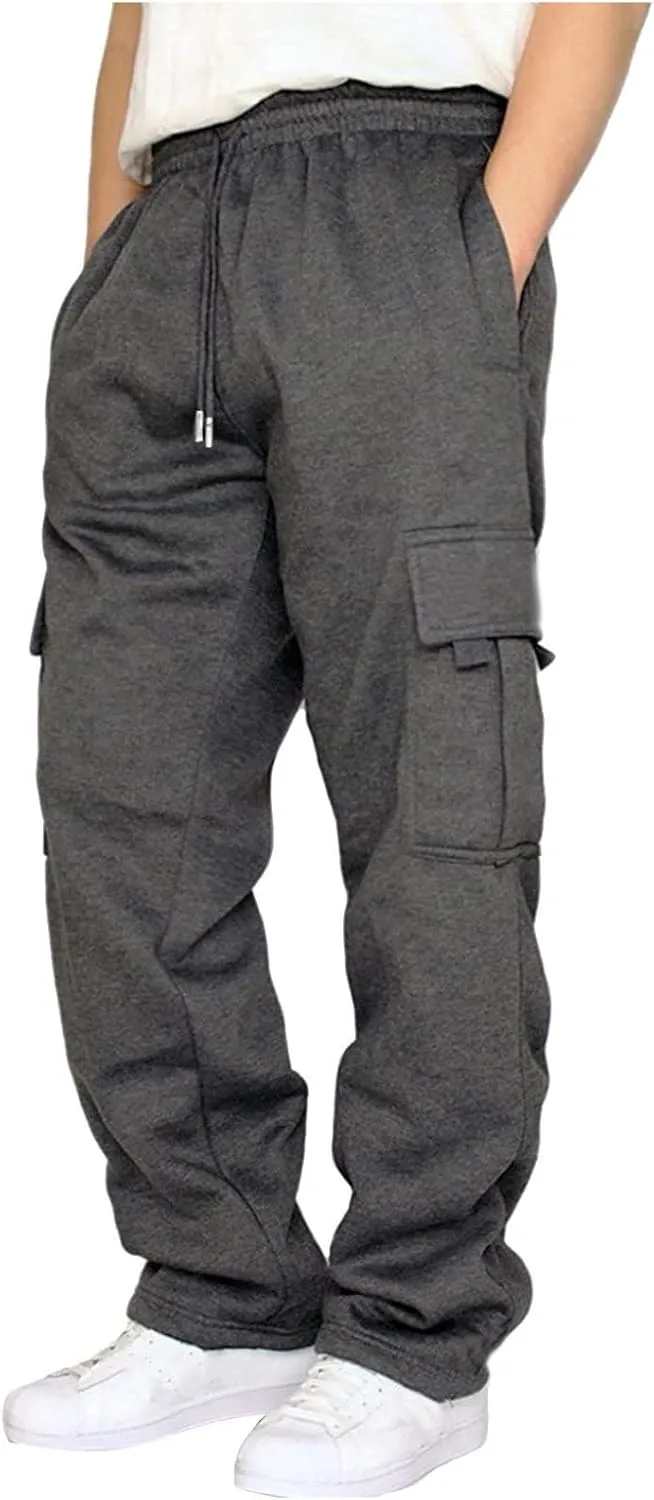 GIERIDUC Cargo Pants for Men 2024 Relaxed Fit Lightweight Hiking Pants Men Extra Tall Athletic Pants Fleece Lined Work Pants