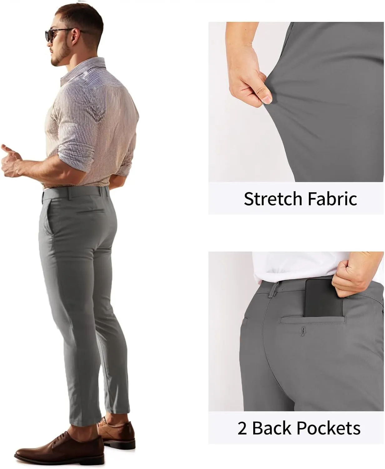 GINGTTO Mens Dress Pants Slim Fit Stretch Formal Pants for Men