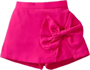 Girl's Elastic Waist Bow Front Trousers Split Straight Leg Cute Skort