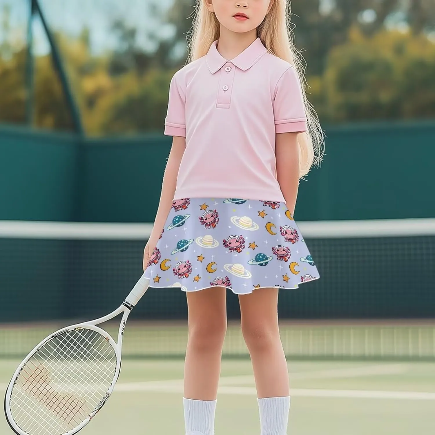 Girls Tennis Skirts with Shorts High Waisted Skater Skirt Stretchy Activewear Sports Athletic Skirts for Kids