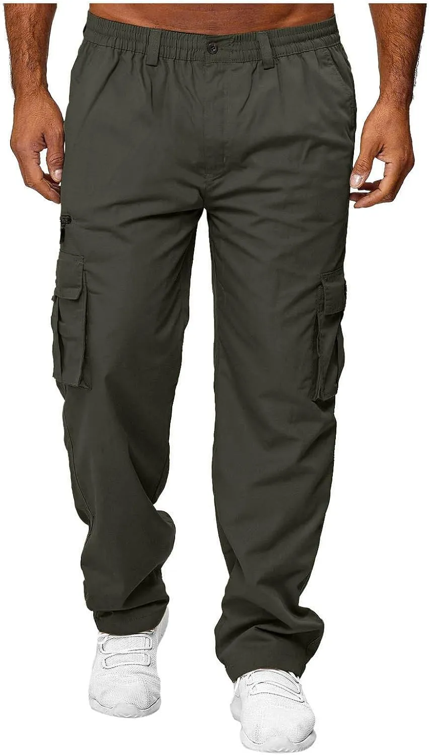 GOFULY Cargo Pants for Men Relaxed Fit Stretch Baggy Sweatpants Multi Pockets Big and Tall Pants Lightweight Trousers Fashion
