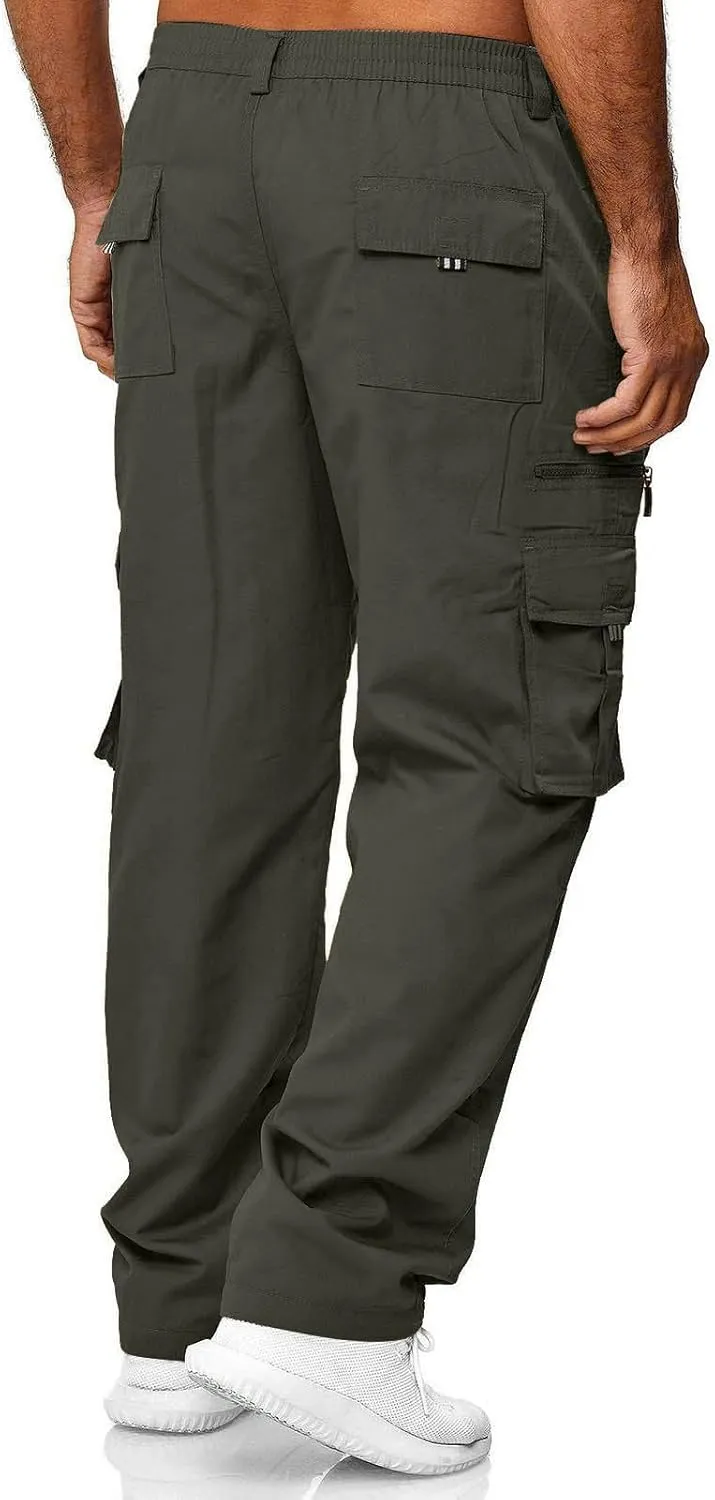 GOFULY Cargo Pants for Men Relaxed Fit Stretch Baggy Sweatpants Multi Pockets Big and Tall Pants Lightweight Trousers Fashion
