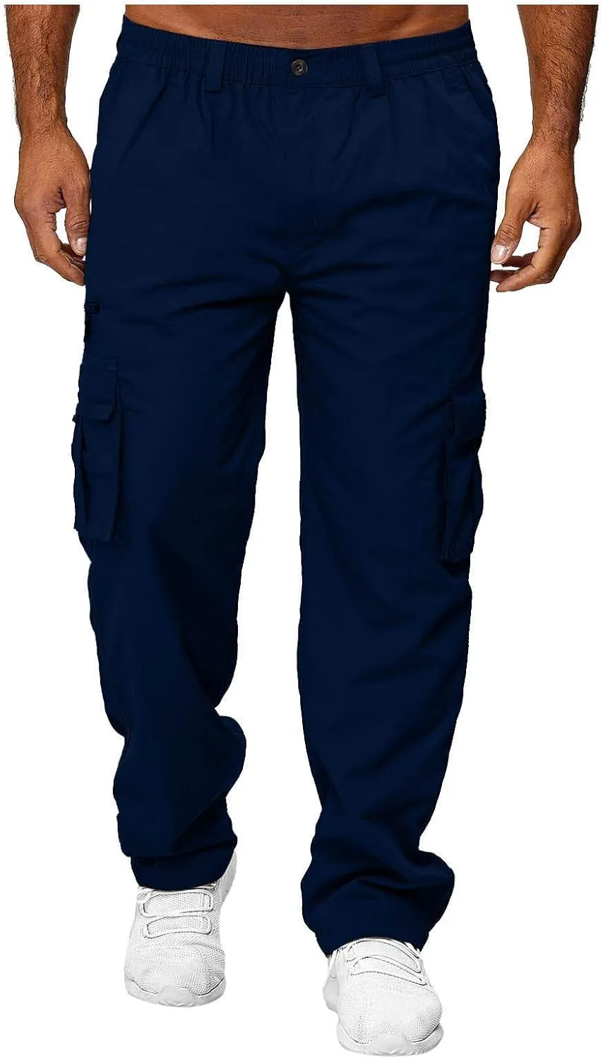 GOFULY Mens Cargo Pants Casual with Pockets Relaxed Fit Pants Ripstop Stretch Sweatpants Outdoor Baggy Pants Men Lightweight