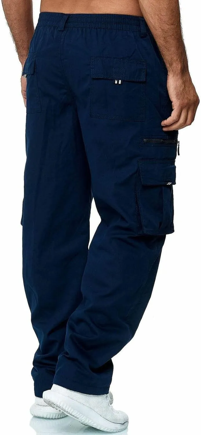 GOFULY Mens Cargo Pants Casual with Pockets Relaxed Fit Pants Ripstop Stretch Sweatpants Outdoor Baggy Pants Men Lightweight