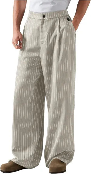 GORGLITTER Men's Baggy Casual Pleated Striped Dress Pants 2025 Wide Leg Trousers with Pockets