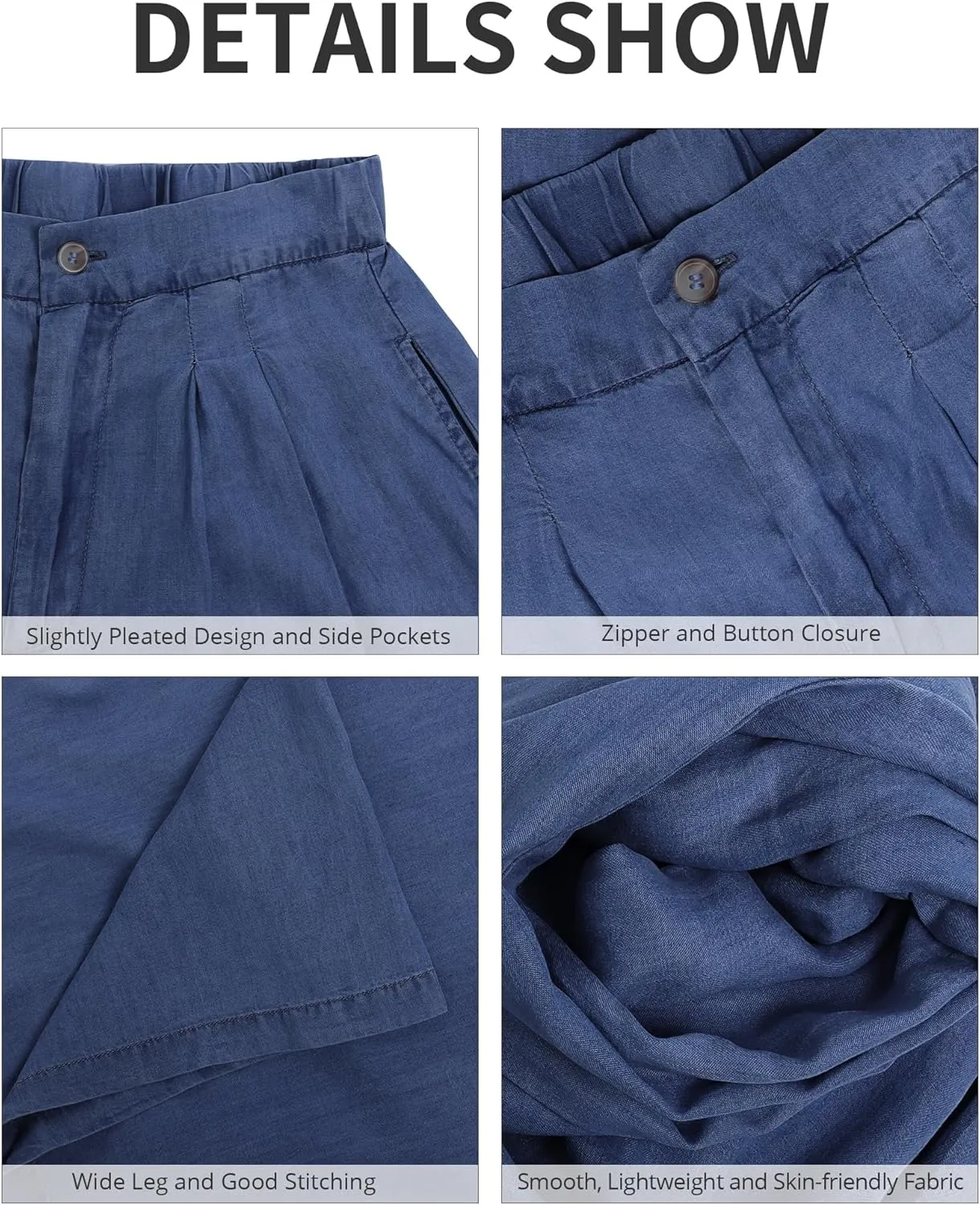 GRAPENT Wide Leg Pants for Women High Waisted Jeans Palazzo Pants Lightweight Summer Beach Flowy Trousers Y2K