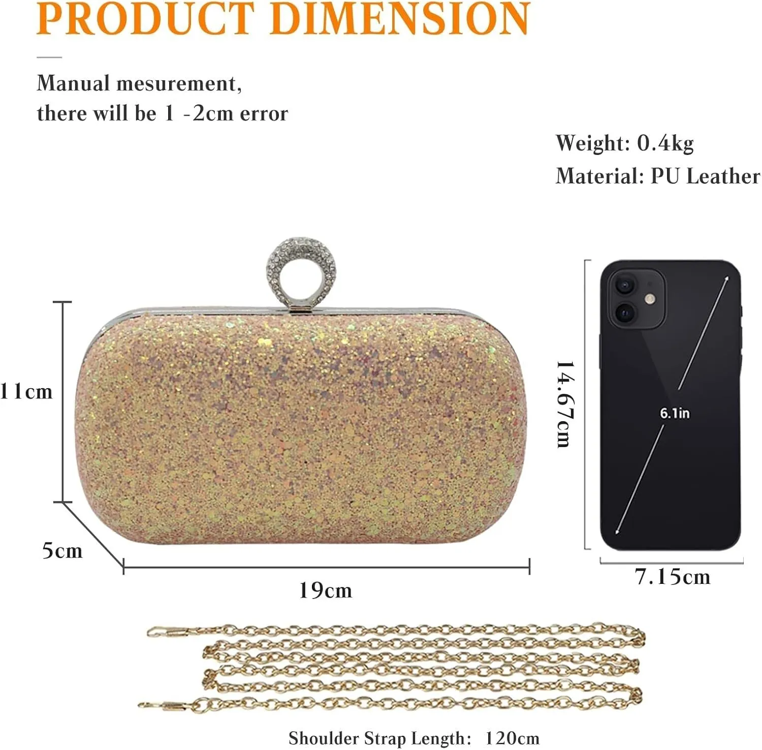 Handbag Bridal Wedding Purse Glitter Shoulder Elegant Crossbody Women Clutch Sequin Evening Ladies Sparkly