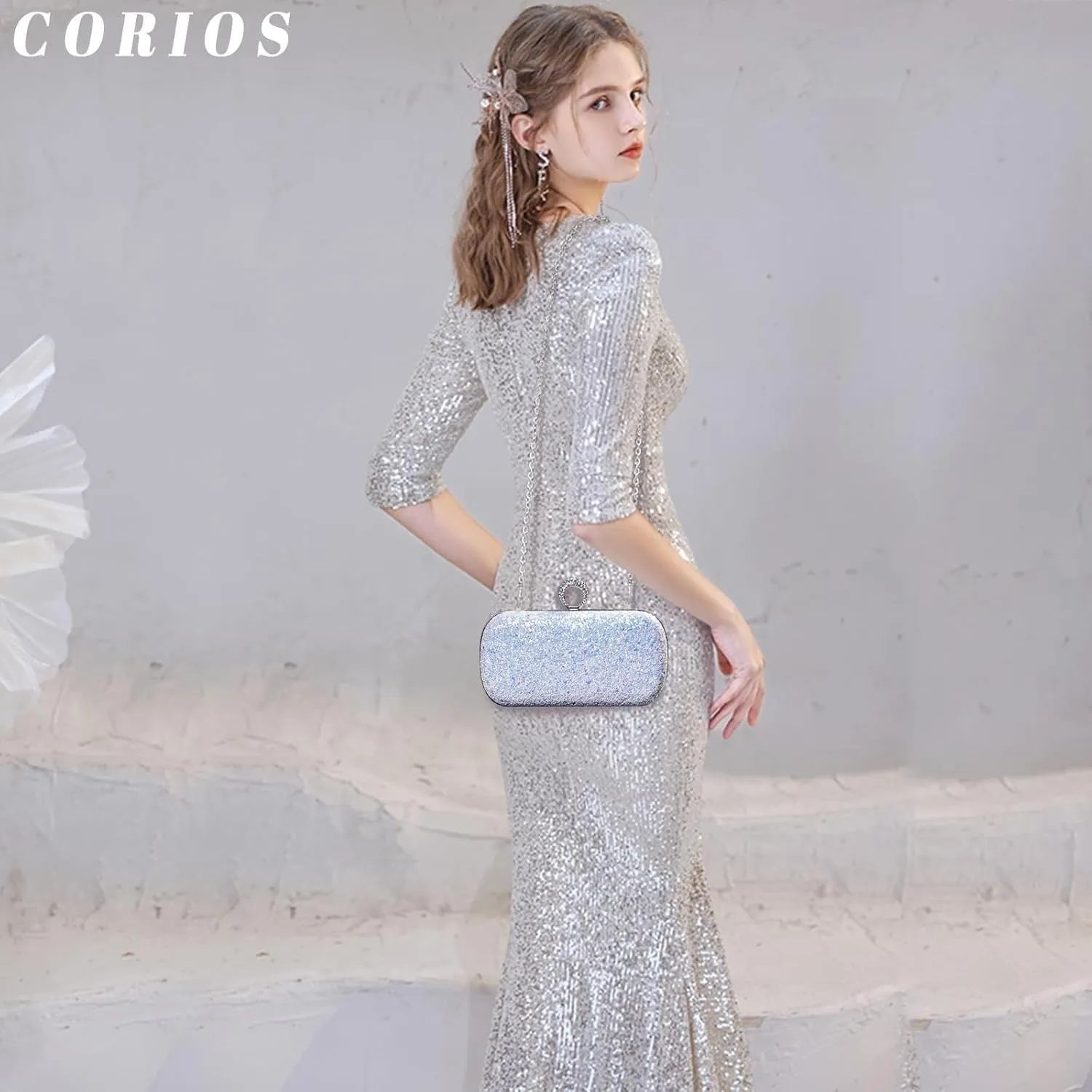 Handbag Bridal Wedding Purse Glitter Shoulder Elegant Crossbody Women Clutch Sequin Evening Ladies Sparkly