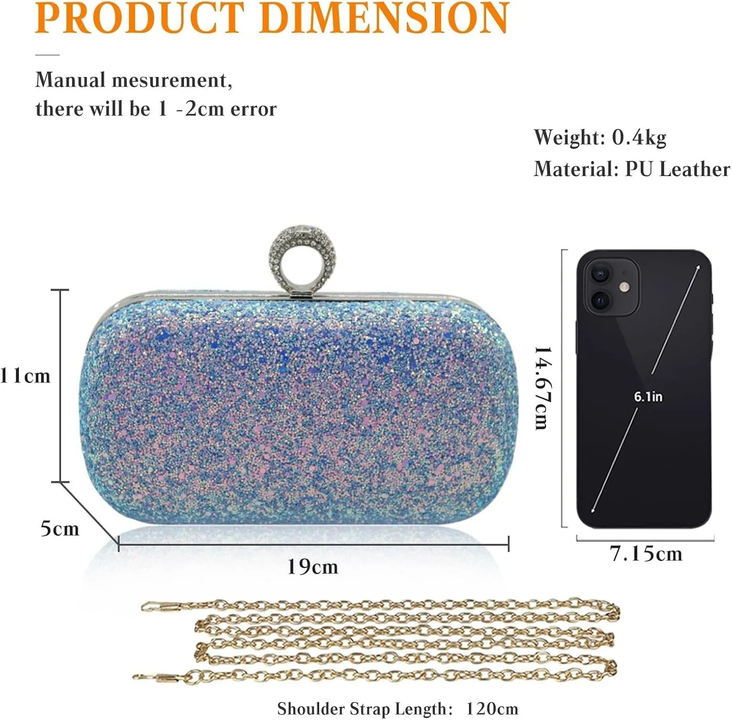 Handbag Bridal Wedding Purse Glitter Shoulder Elegant Crossbody Women Clutch Sequin Evening Ladies Sparkly