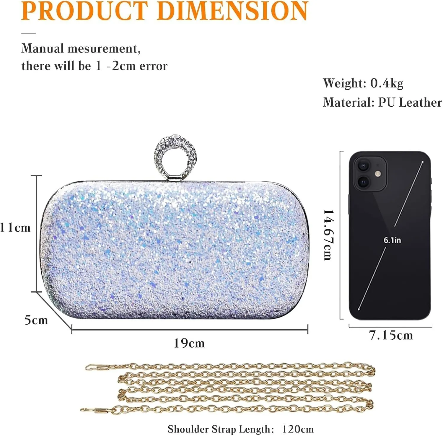 Handbag Bridal Wedding Purse Glitter Shoulder Elegant Crossbody Women Clutch Sequin Evening Ladies Sparkly