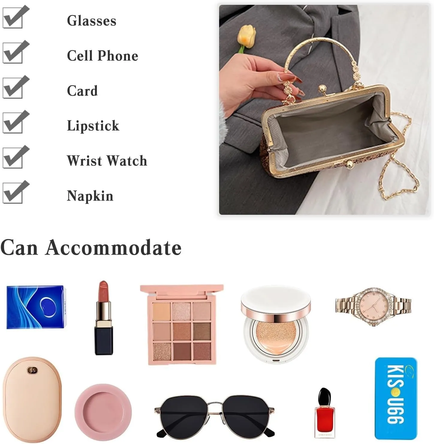 Handbag for Women Bridal Wedding Purse Elegant Beaded Pearl Shoulder Glitter Crossbodyd Vintage Evening Clutch
