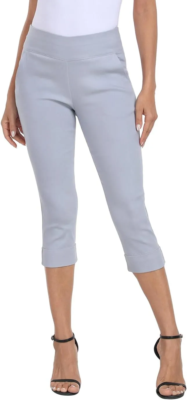 HDE Pull On Capri Pants for Women 19" Inseam Cropped Dress Pants with Pockets