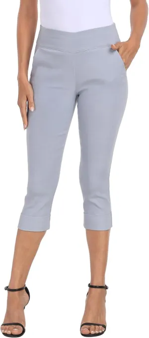 HDE Pull On Capri Pants for Women 19" Inseam Cropped Dress Pants with Pockets