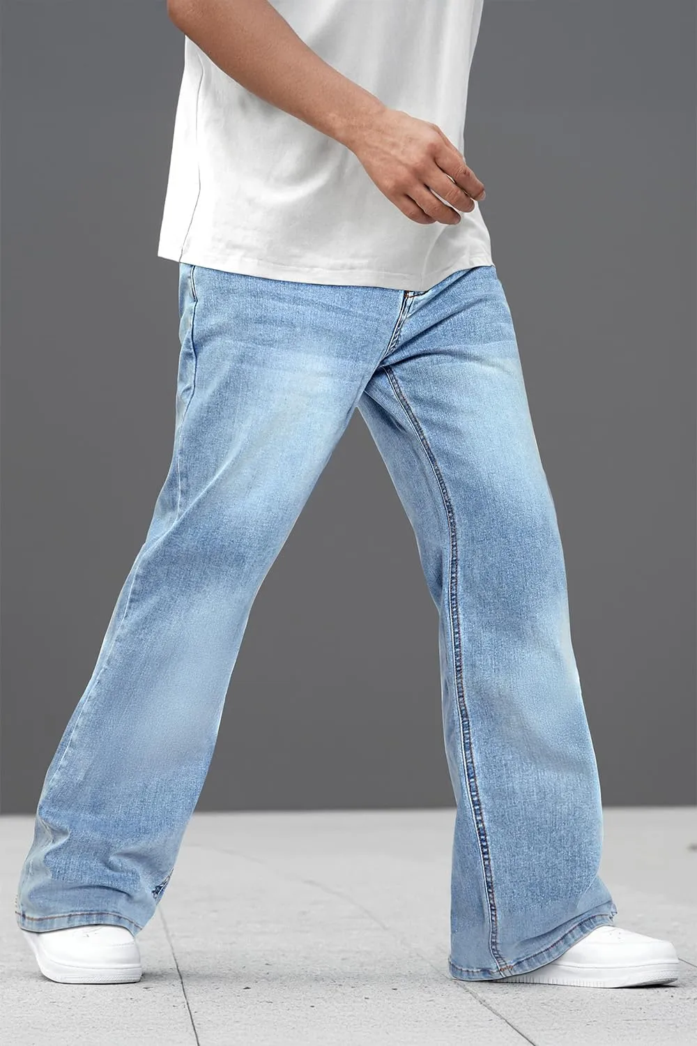 Heyfanee Men's Straight Leg Jeans Stretch Bootcut Denim Pants for Men Relaxed Fit
