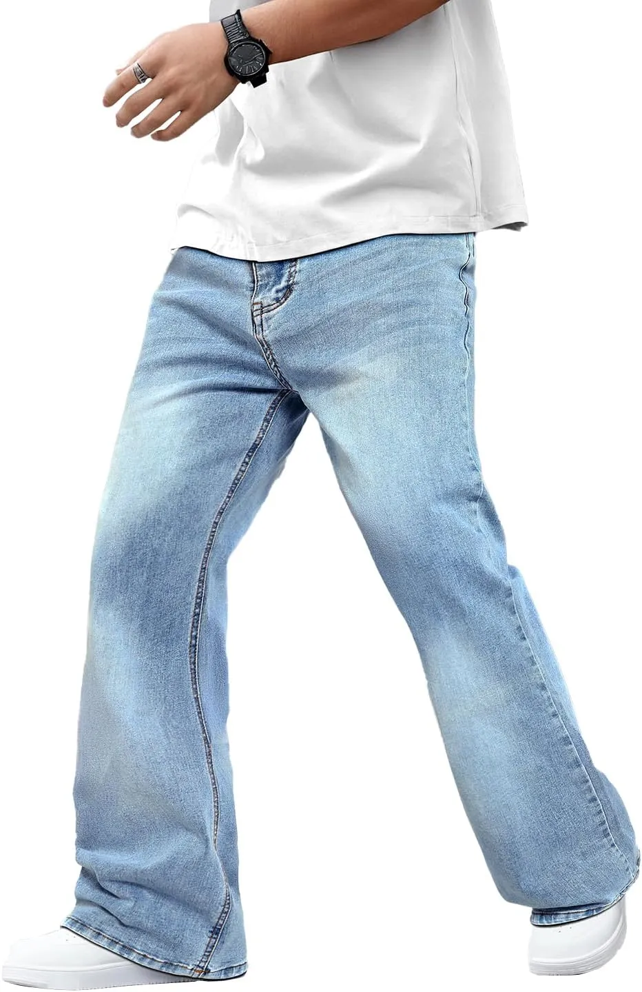 Heyfanee Men's Straight Leg Jeans Stretch Bootcut Denim Pants for Men Relaxed Fit