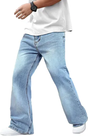 Heyfanee Men's Straight Leg Jeans Stretch Bootcut Denim Pants for Men Relaxed Fit