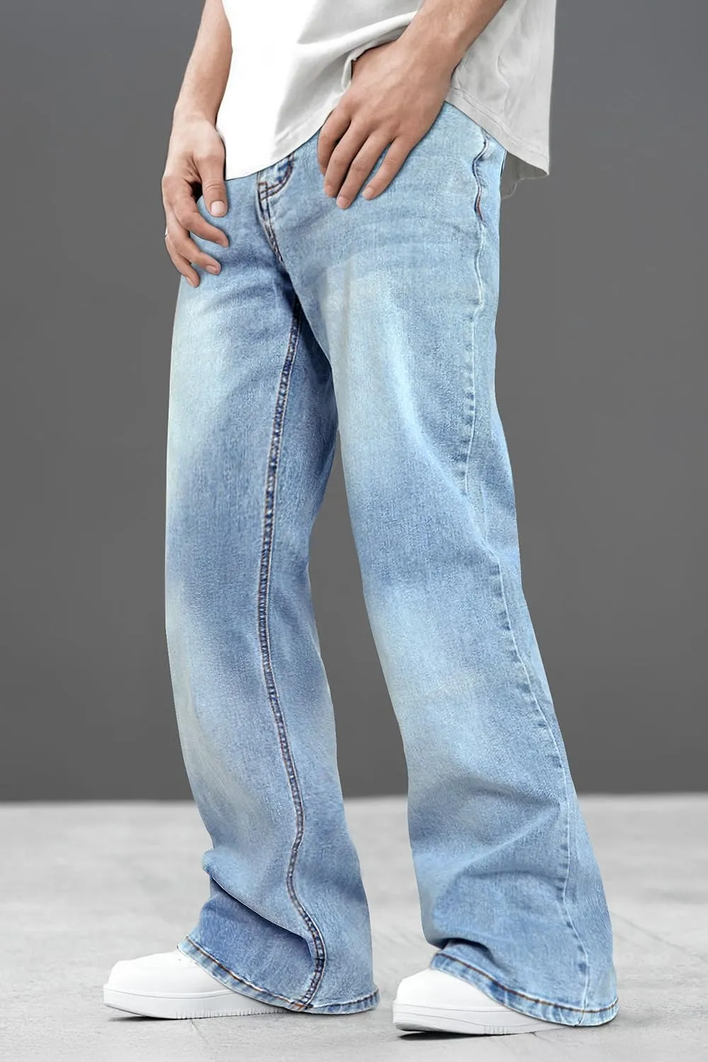 Heyfanee Men's Straight Leg Jeans Stretch Bootcut Denim Pants for Men Relaxed Fit