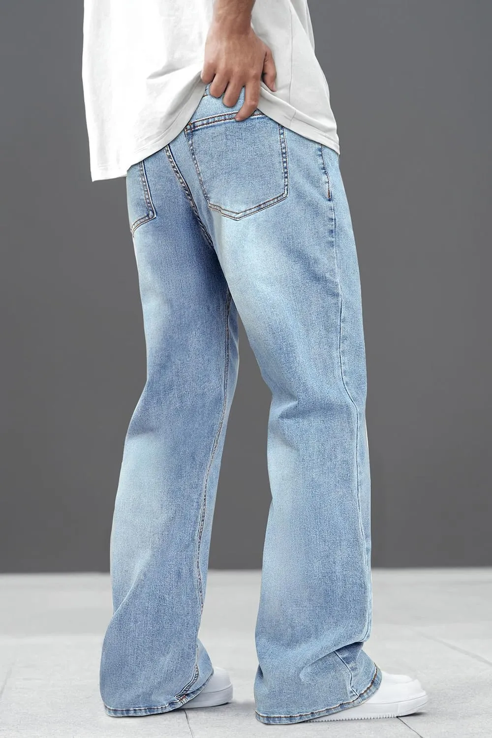 Heyfanee Men's Straight Leg Jeans Stretch Bootcut Denim Pants for Men Relaxed Fit