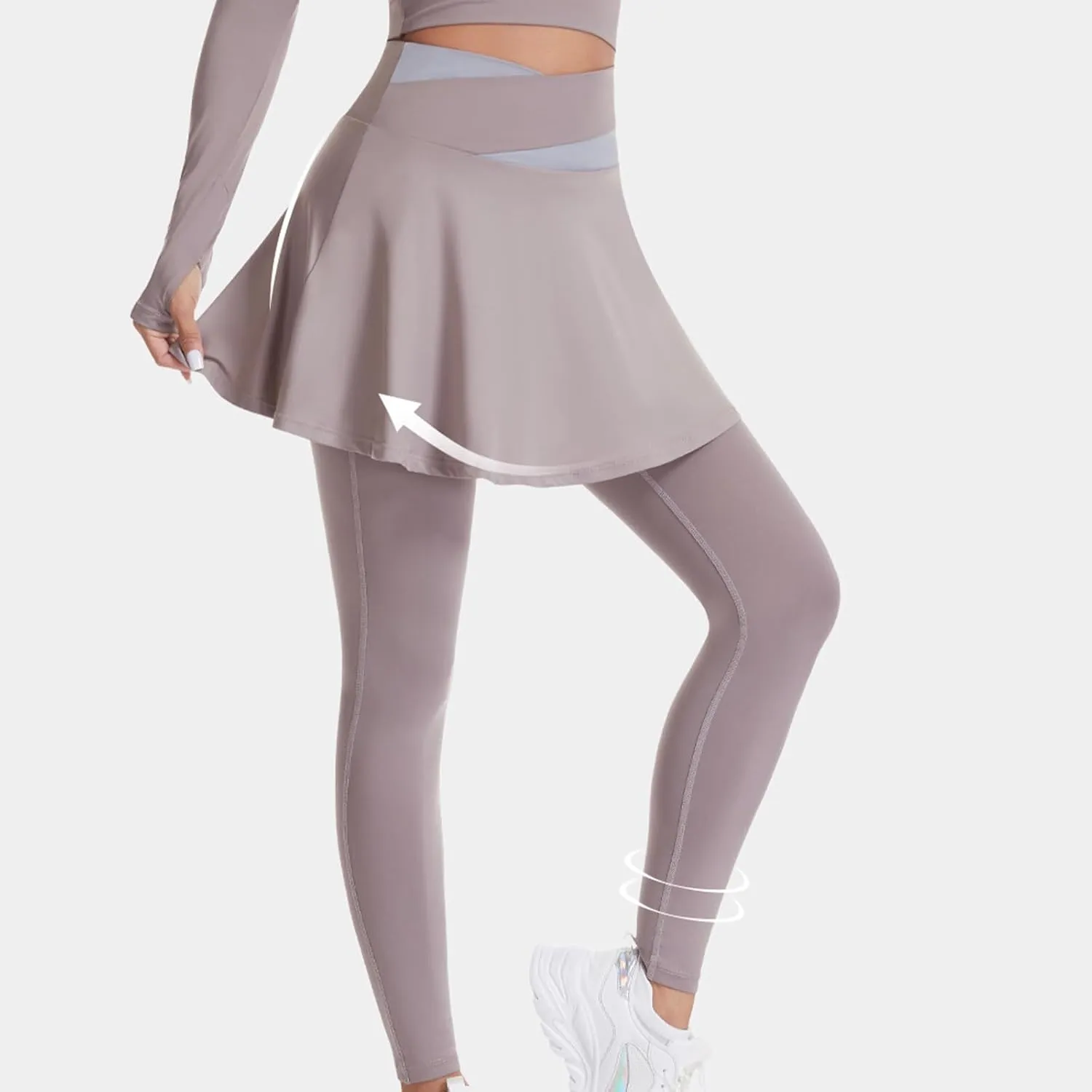 HGps8w Womens Tennis Skirts with Leggings 2 in 1 Golf Skorts High Waisted Athletic Skirted Running Workout Yoga Pants