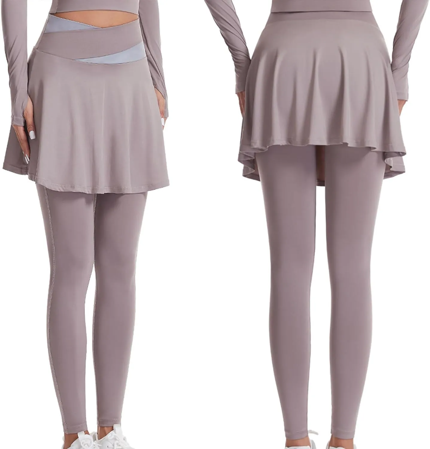HGps8w Womens Tennis Skirts with Leggings 2 in 1 Golf Skorts High Waisted Athletic Skirted Running Workout Yoga Pants