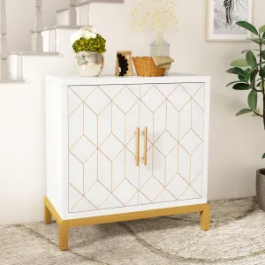 HLR White Modern Wooden Accent Sideboard with Carved Decorative Doors, Storage Cabinet for Living, Kitchen, Office & Hallway