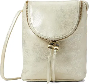 HOBO Fern Stylish Bag for Women - Leather Construction with Top Zip Closure, Printed Lined Interior, and Adjustable Crossbody Strap Bag Pearled Silver One Size One Size