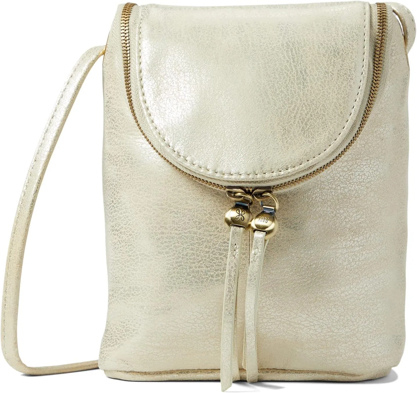 HOBO Fern Stylish Bag for Women - Leather Construction with Top Zip Closure, Printed Lined Interior, and Adjustable Crossbody Strap Bag Pearled Silver One Size One Size