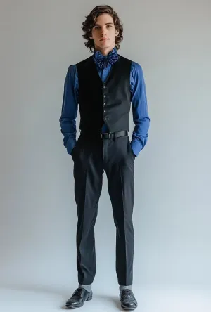 HUUTOE Mens Vest and Pants Suit 2 Piece Slim Fit Suits for Wedding Grooms Dress Waistcoat Pants Casual Prom Tuxedo Set
